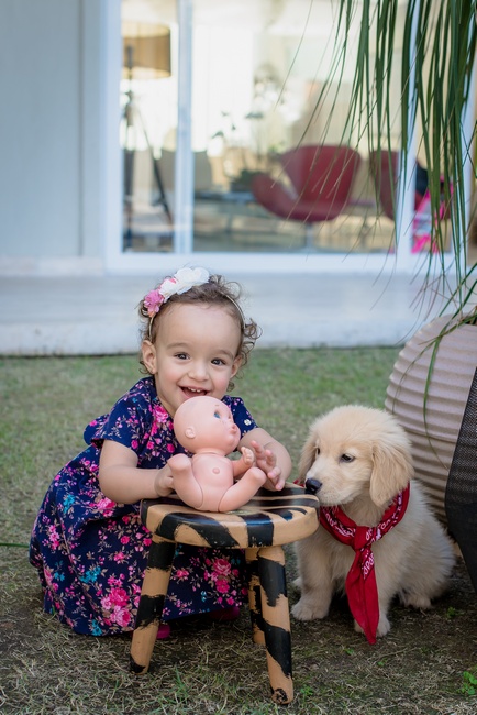 ensaio fotografico bebe e filhote cachorro